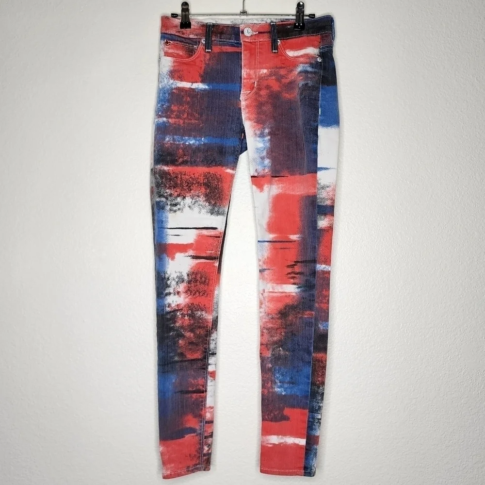 Hudson Abstract Flag Nico 10th Anniversary Print Skinny Jean 25